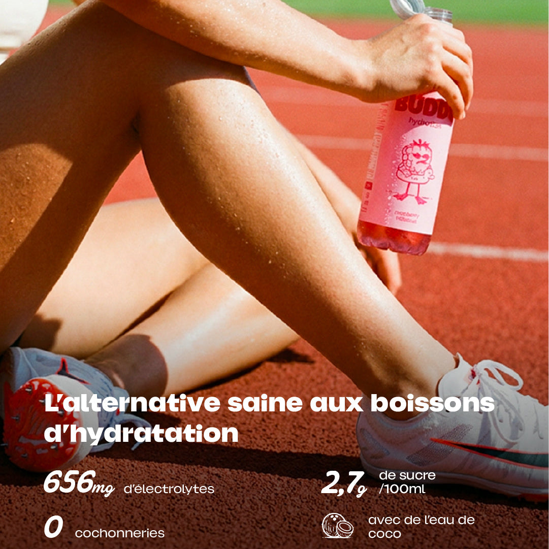 Boisson hydratante framboise hibiscus Buddy, pack de 6 bouteilles