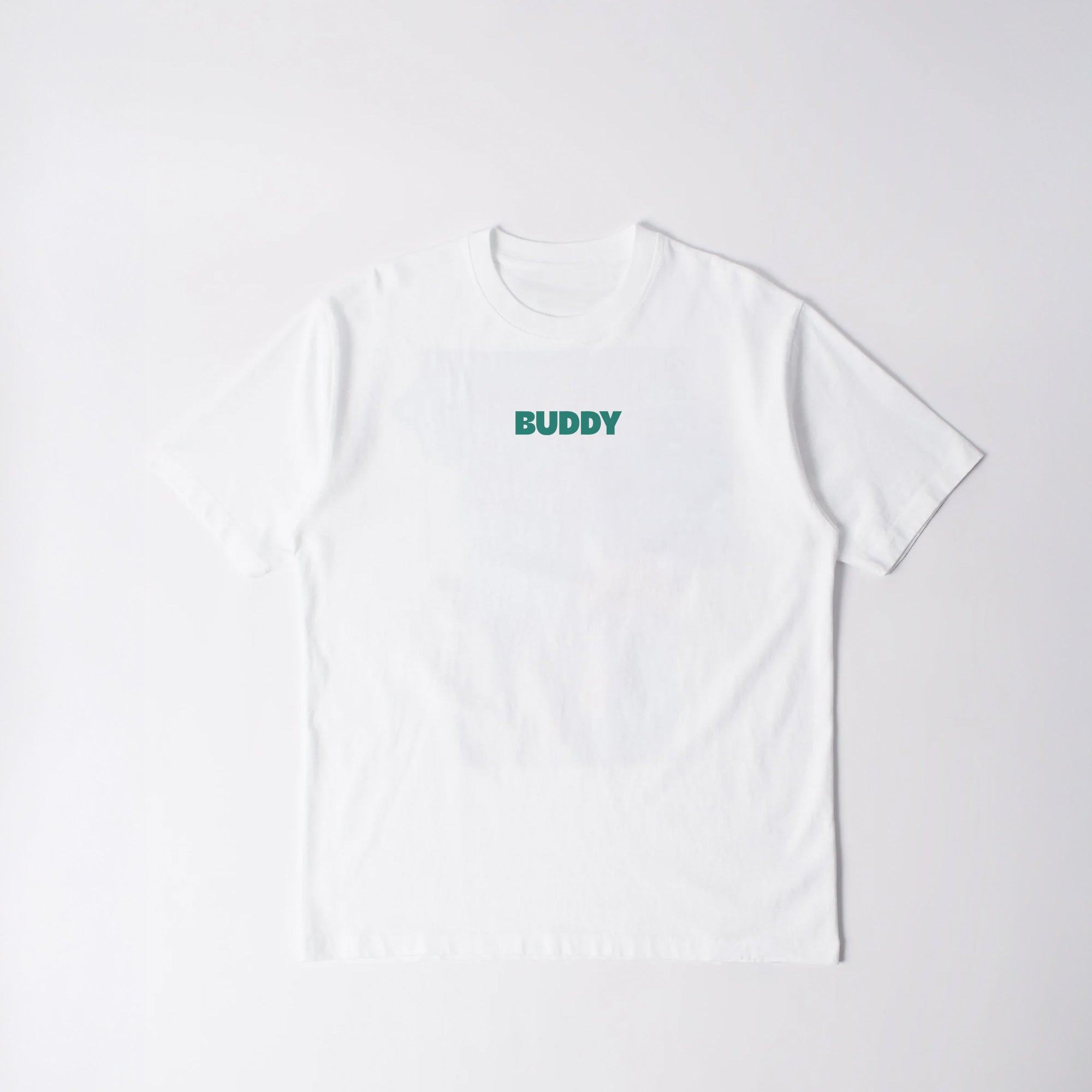 T-shirt Buddy blanc oversize coton premium logo vert face