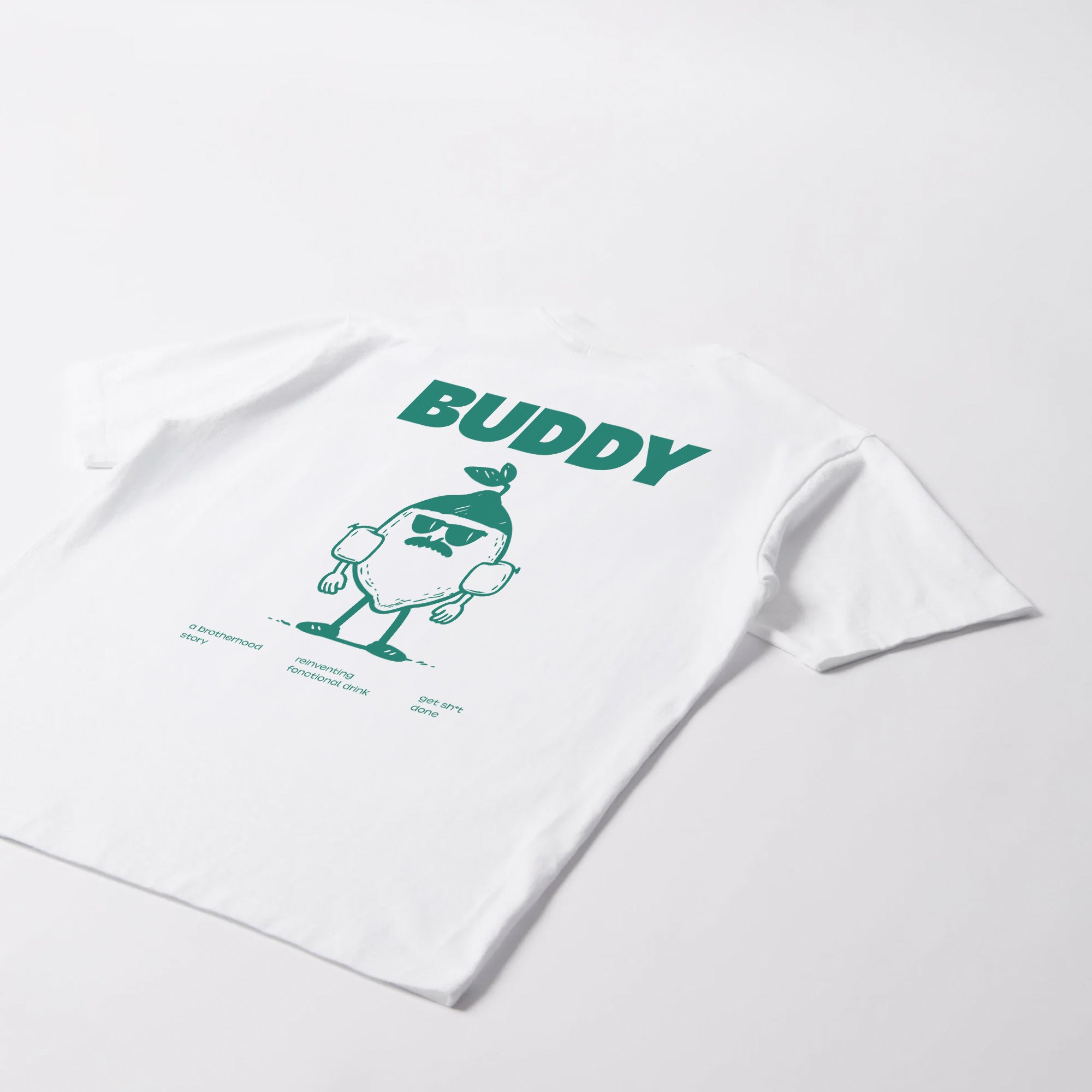 T-shirt Buddy blanc oversize coton premium avec logo vert